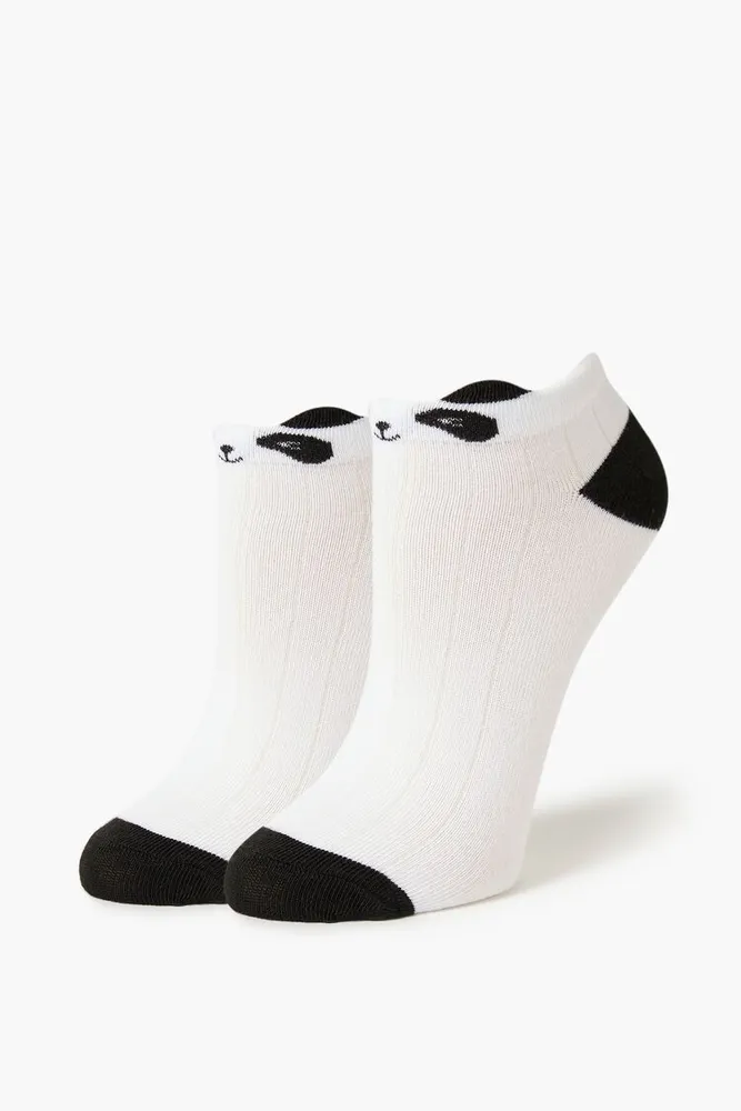 Panda Bear Ankle Socks in White