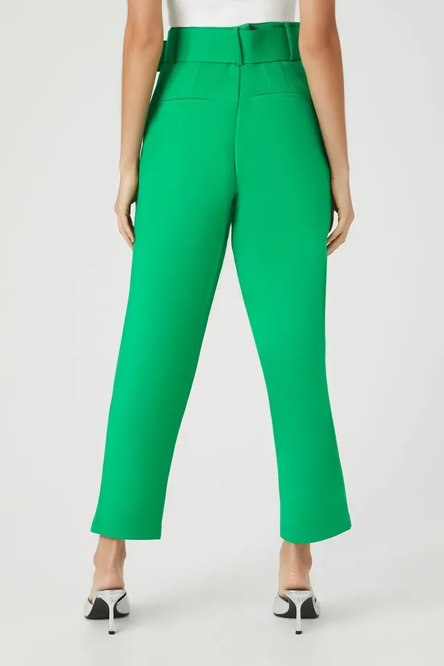 Forever 21 Women's Drawstring Wide-Leg Cargo Pants Pepper Green