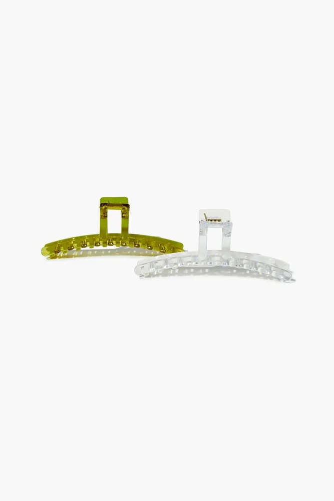 Hair Claw Clip Set in Clear/Green