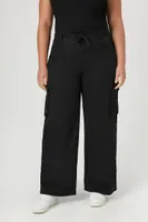 Women's Wide-Leg Cargo Pants in Black, 2X