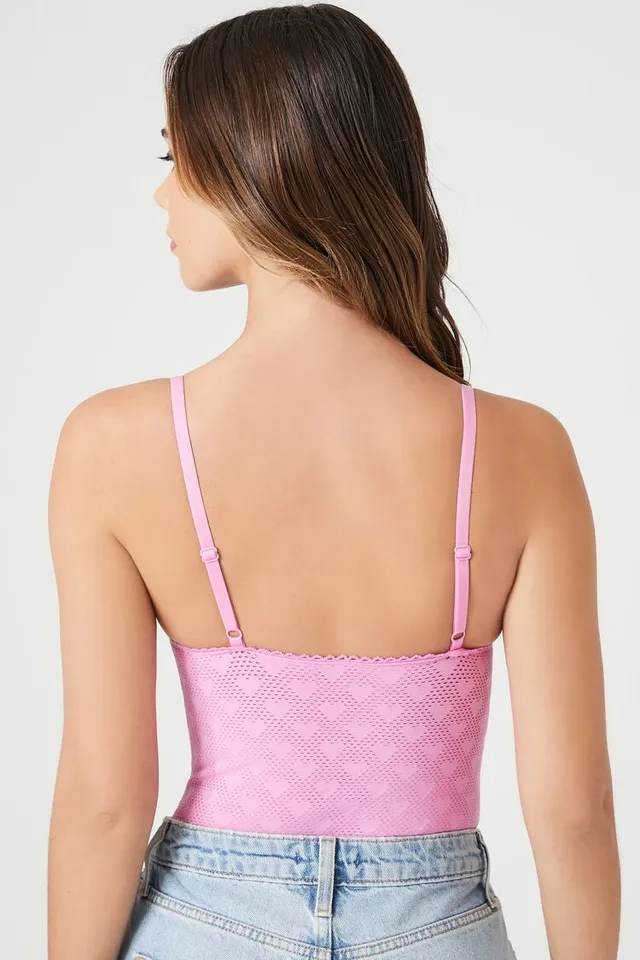 Forever 21 Women's Seamless Netted Heart Bralette in Dawn Pink