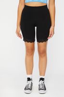 Women's Lace-Trim Biker Shorts in Black Small