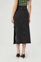 Women's Frayed M-Slit Maxi Skirt in Black, XS