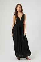 Women's Plunging Maxi Dress in Black, XS