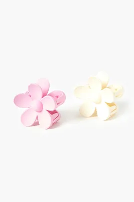 Flower Claw Hair Clip Set in Vanilla/Pink
