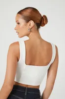 Women's Corset Crop Top in White Large