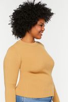 Women's Ribbed Long-Sleeve Top in Safari, 0X