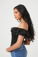 Women's Ruffle-Trim Off-the-Shoulder Bodysuit