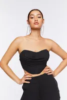 Women's Draped Bustier Tube Top Black