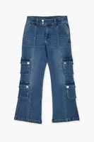 Girls Denim Cargo Pants (Kids) in Medium Denim, 9/10