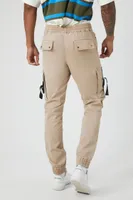 Men Twill Cargo Drawstring Joggers in Taupe Medium