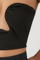 Women's Cutout Cropped Tube Top in Black Medium