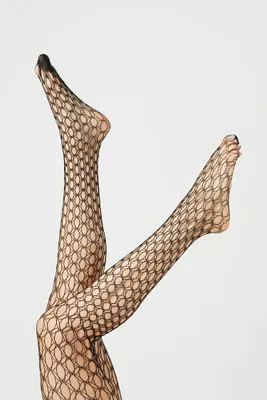 Sheer Netted Tights in Black, S/M
