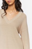 Women's Frayed Sharkbite Sweater Dress in Khaki Large