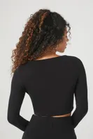 Women's Scoop-Neck Crop Top in Black, XL