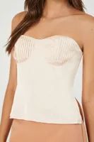 Women's Satin Sweetheart Tube Top in Pale Pink Medium