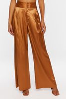 Women's Satin Wide-Leg Trousers in Praline Large