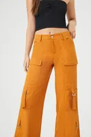 Women's Twill Wide-Leg Utility Cargo Pants