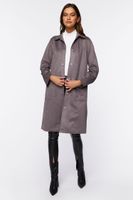 Women's Faux Suede Button-Front Duster Coat in Steeple Grey Small