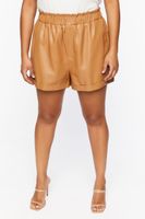 Women's Faux Leather Shorts in Almond, 0X