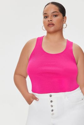 Women's Sweater-Knit Tank Top in Shocking Pink, 0X