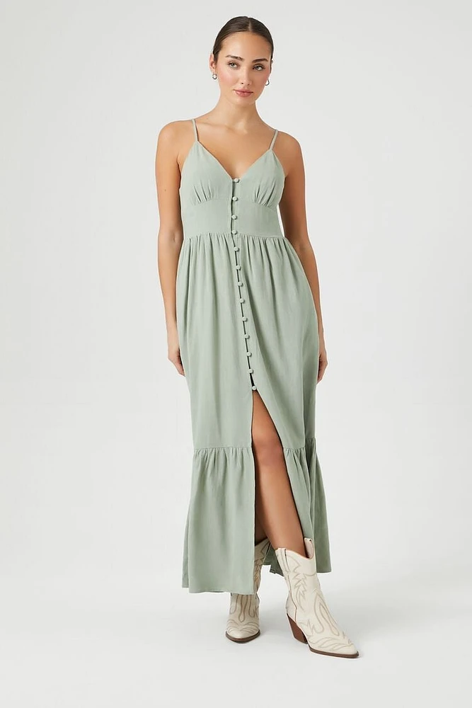 Women's Flounce Cami Maxi Dress in Olive Small