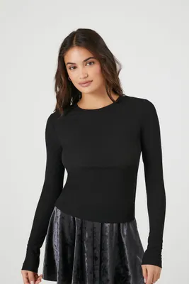 Women's Crew Long-Sleeve Top in Black, XL