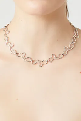 Women's Abstract Chain Necklace in Silver