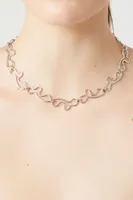 Women's Abstract Chain Necklace in Silver