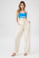 Women's Drawstring Wide-Leg Pants in Beige, XL