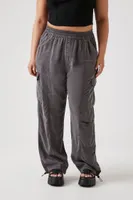 Women's Drawstring Cargo Joggers in Grey, 0X