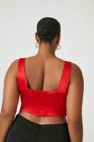 Women's Satin Crop Top in Red, 1X