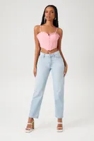 Women's Bustier Cropped Cami in Light Pink Small