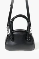 Women's Faux Leather Crossbody Bowler Bag in Black