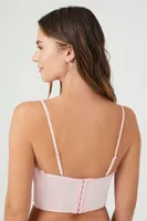 Women's Satin Corset Bralette in Gossamer Pink Medium