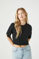 Women's Cropped Crew T-Shirt in Black, XS