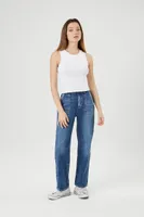 Women's High-Rise Straight Jeans in Medium Denim, 25