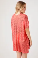 Women's Sheer Swim Cover-Up Dress in Coral Medium