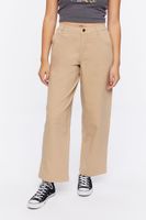 Women's Twill Wide-Leg Cargo Pants in Pine Bark Large