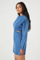 Women's Denim Cutout Mini Dress in Medium Denim, XS