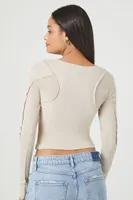 Women's Reworked Long-Sleeve Top in Taupe Small