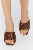 Women's Quilted Faux Leather Spool Heels in Brown, 7.5