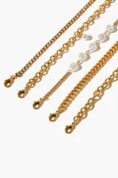 Women's Faux Pearl Chain Bracelet Set in Gold/Clear