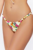 Women's Fruit Print Brazilian Bikini Bottoms in Vanilla, XL