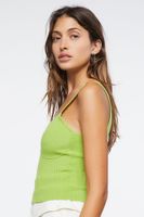 Women's Ribbed Sweater-Knit Top in Green Apple Small