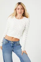 Women's Textured Cropped Sweater in Ivory Medium