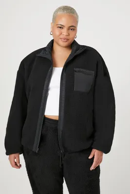 Women's Faux Shearling Jacket in Black, 0X