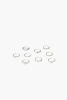 Women's Cutout Twisted Toe Ring Set in Silver