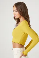 Women's Lettuce-Edge Crop Top in Maize Large