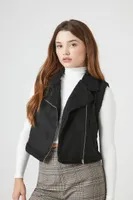 Women's Faux Shearling & Suede Vest Black